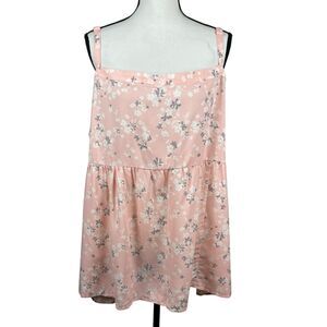 Torrid Women’s Babydoll Tank Top Plus Size 4 (4X) Pink Floral Square Neck NWT
